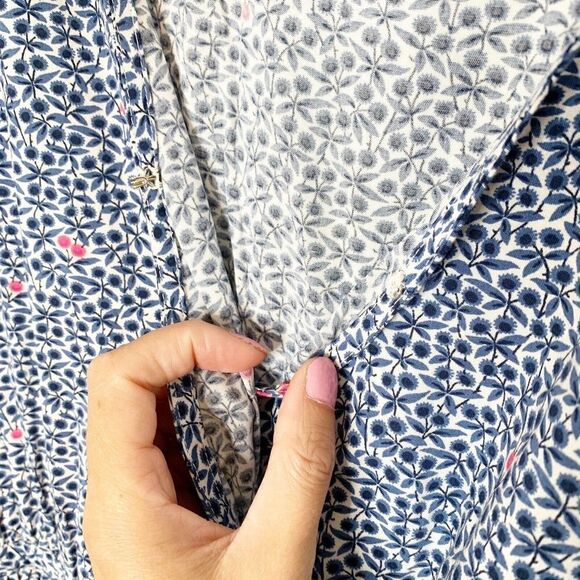 J. Crew Mercantile Women Size Medium Blue Floral Ruffle Faux Wrap Dress High-Low - Picture 7 of 10